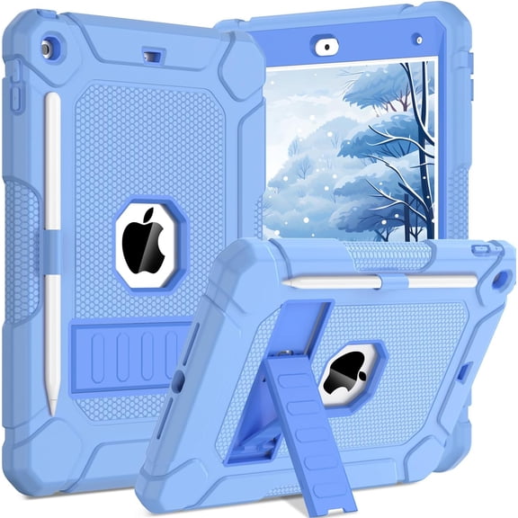 Open Box AVAWO Case for iPad 9th/8th/7th Generation (2021/2020/2019), iPad 10.2 Case with Pencil Holder & Kickstand, Hybrid Shockproof Protective Cover Case for iPad 9 8 7 Gen 10.2",Blue