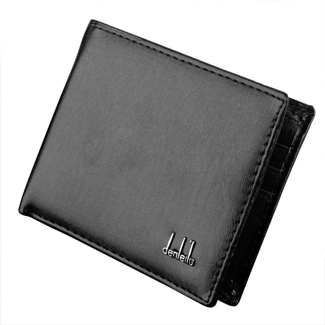 Gents Leather Wallet with Change Pocket id Flap Credit Card Sections BLACK 