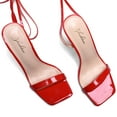 thumbnail image 5 of Zhabtuc Women Lace up Heels Sandals Sexy Strappy Stiletto Square Toe Open Toe Heels Sandals Party Prom Shoes Red Size 8.5, 5 of 6