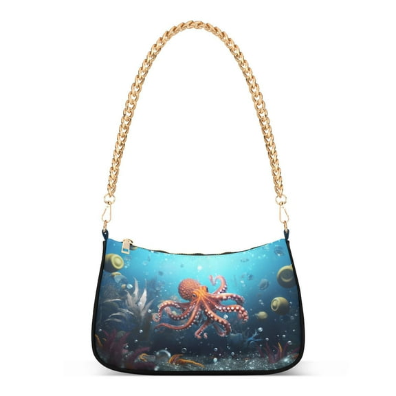 Octopus Conches ShellsWomen Small Shoulder Bag Crossbody Tote Hobo Bags Purse Clutch Handbags with Chain Strap for Women