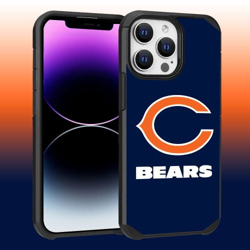Apple iPhone 14 Pro Max (6.7) - NFL Licensed Chicago Bears Blue Textured Back Cover on Black TPU Skin