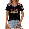 thumbnail image 3 of JULMCOMO 4th of July Shirts Women Red White Blue V Neck 250th Anniversary Tops Patriotic Short Sleeve American Flag T Shirts Black XL, 3 of 6