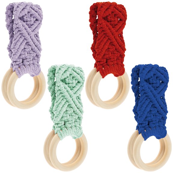 Hvxrjkn 4 Pcs Kitchen Dish Towel Holder Crochet Hanging Towels Loop Ring Knit Chef Boho Handmade