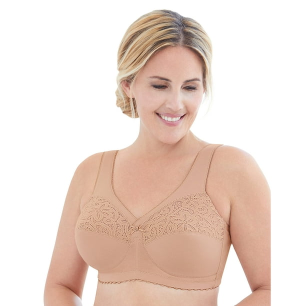 Glamorise Womens MagicLift Cotton Support Wirefree #1001 Full Coverage Bra,  CafÃ©, 36J US