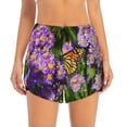 thumbnail image 2 of Uemuo butterflies and Gardens Pattern Women's Athletic Shorts High Waisted Running Shorts with Liner Pockets Gym Elastic Workout Shorts-Medium, 2 of 7