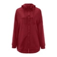 thumbnail image 3 of Fangasis Women Coat Solid Color Sweatshirt Long Sleeve Hoodie Ladies Cardigan Outwear Thicken Plush Work Jacket Red 5XL, 3 of 6