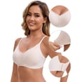 thumbnail image 3 of DARING DIVA Lace Trim V-Neck Wireless Bra Adjustable Spaghetti Straps Lift Up L Beige, 3 of 6