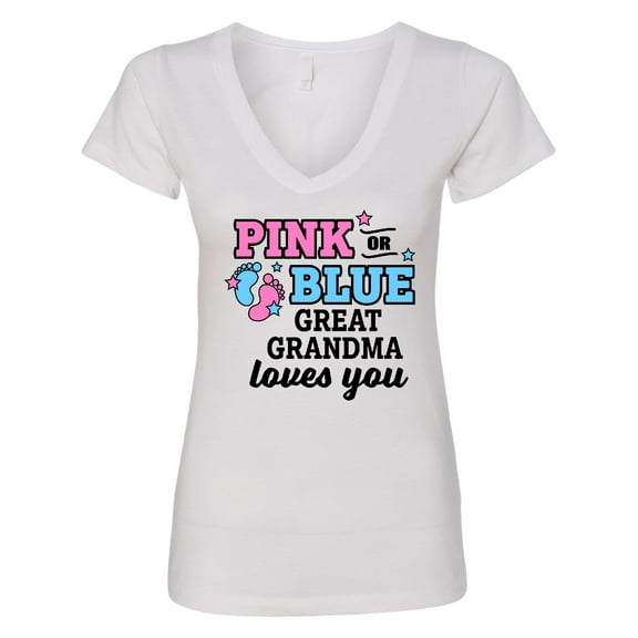Inktastic Pink or Blue Great Grandma Loves You Women's V-Neck T-Shirt