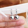 thumbnail image 4 of Heart Dangle Earrings for Women 14k Silver Plated Hoop Earrings Hypoallergenic Love Heart Dangle Drop Earrings for Jewelry Gifts, 4 of 5