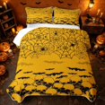 thumbnail image 2 of Erosebridal Spooky Skull Bed Spread Queen, Halloween Flying Bat Queen Coverlet Set for Boys Girls, Orange Black, 3 Pieces 1 Quilt and 2 Pillowcases, 2 of 7