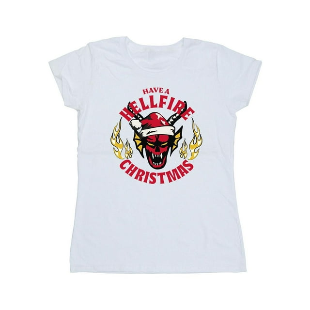 Netflix T-Shirt en Coton de Noël Stranger Things Hellfire pour Femmes