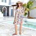 thumbnail image 5 of Beach Vacation Clothes Kimono Cardigan Loose Swimsuit Cover Up for Women Small Flower and Dots L, 5 of 6