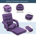 thumbnail image 5 of FLOGUOR 42-Position Adjustable Floor Chair, Chaise Lounge Indoor, Folding Lazy Sofa with Armrests and a Pillow Padded Adults Gaming Chairs for Living Room, Bedroom Factory Price (Purple) 8803PU, 5 of 7