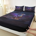 thumbnail image 3 of jejeloiu Magic Animal Dragon Full Size Sheets,Ancient Fantasy Theme Bed Sheets,Purple Black Sheet Sets For Boy,Microfiber Bedroom Decor,4pcs, 3 of 7