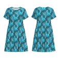 thumbnail image 3 of Bixox Robe d'Été à Manches Courtes pour Femmes Robe Ample Longueur Genou avec Poches-Hippocampe, 3 of 7
