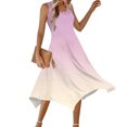 thumbnail image 6 of A-line Dress for Spring Summer 2025 Womens Casual Holiday Resort Beach Outfits Crew Neck Gradient Sundress Ruffle Hem, 6 of 8