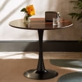 thumbnail image 4 of 24 Inch Round Dining Table for 2-4 People with Walnut Tabletop,Mid-Century Walnut Tulip Kitchen Table, Pedestal Base Table for Small Space Kitchen Dining Living Room, 4 of 7