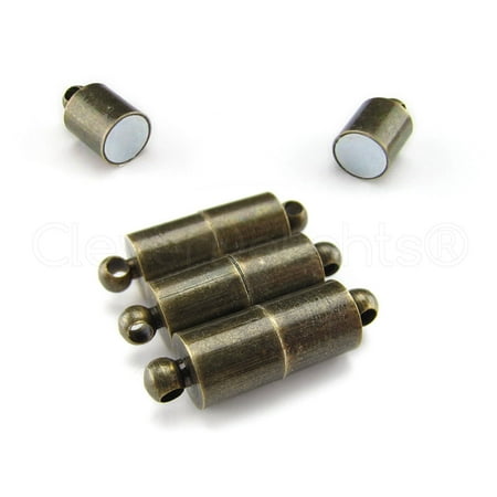 Antique Style Bronze Color - 20 Pack - CleverDelights Magnetic Jewelry Clasps - Large Tube Style - Antique Bronze Color