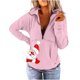 thumbnail image 1 of ICHUANYI Liquidación Sudadera de manga larga con cuello en V y cremallera con estampado navideño para mujer Blusa informal Tops ICHUANYI WER202308245575, 1 of 4