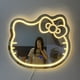 thumbnail image 3 of Espejo de baño con Interruptor táctil para luz LED, espejos decorativos irregulares montados en la pared, espejo Led con forma de gato rosa Hello Kitty, 3 of 4
