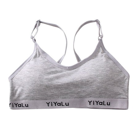 

Training Solid Racerback 3 Bra Girls Color Letter Sport Pack Underwear Print