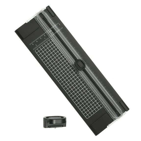 Paper Cutter Trimmer A4 Straight Small Portable Paper Slide Paper Slicer with Safe-Guard for Craft Cardstock Label Card Scrapbook Photo Black with 1 Blade