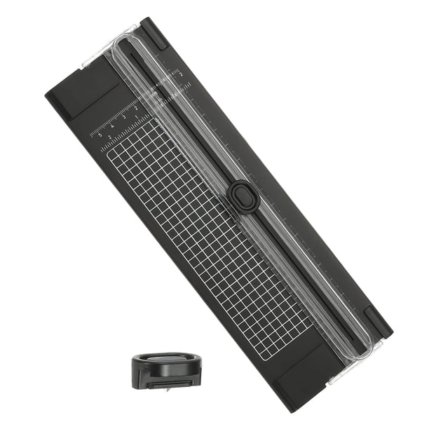 Cortador de Papel Trimmer A4 Recto Pequeño Portátil Deslizador de Papel con Protección de Seguridad para Manualidades, Cartulina, Etiqueta, Tarjeta, Álbum de Recortes, Foto Negro con 1 Cuchilla