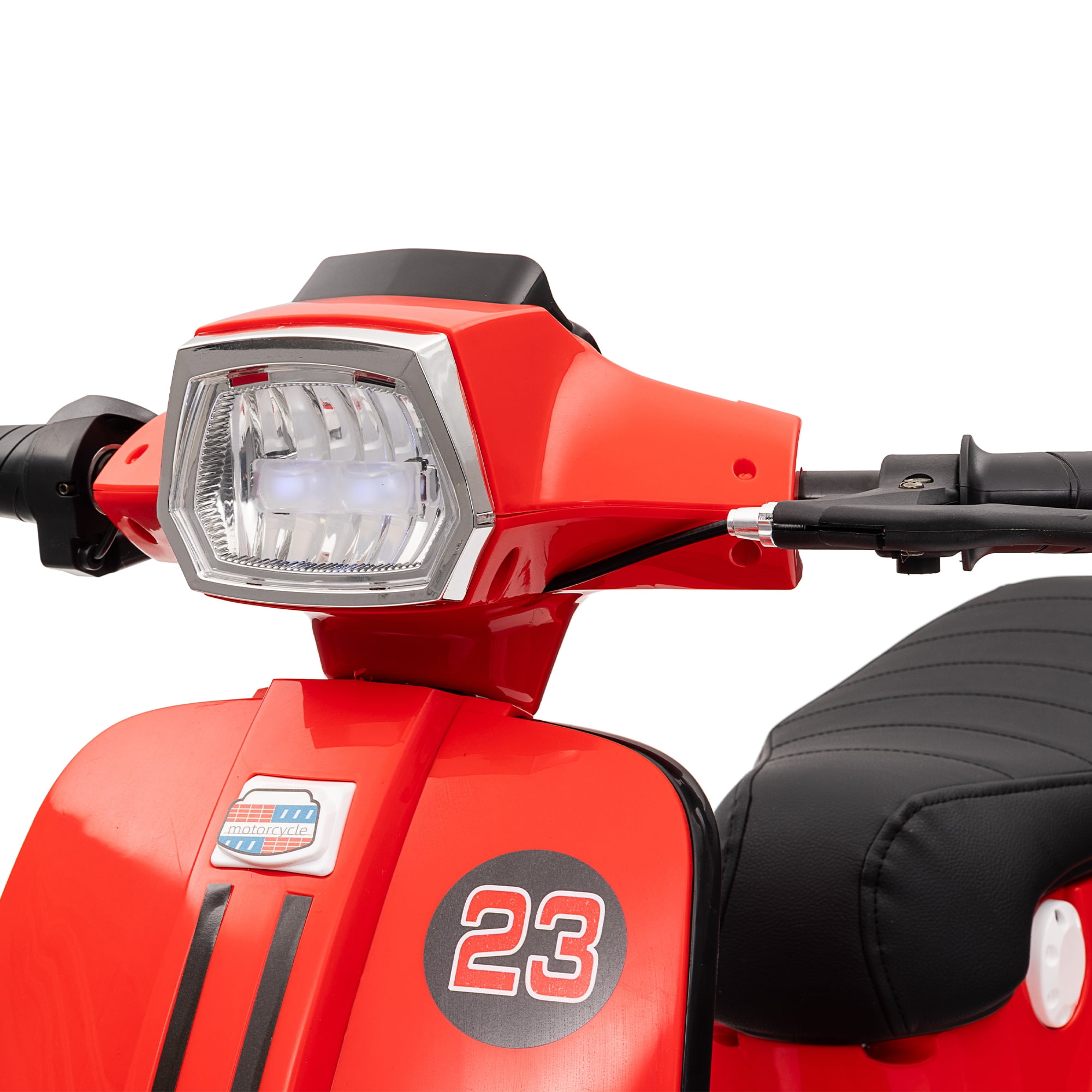 SaveJoy 24V Retro Kids' Ride-On Motorcycle (8+), 15 mph LED Light-Up Electric Toy Scooter, Durable Outdoor Gift for Boys & Girls, Red