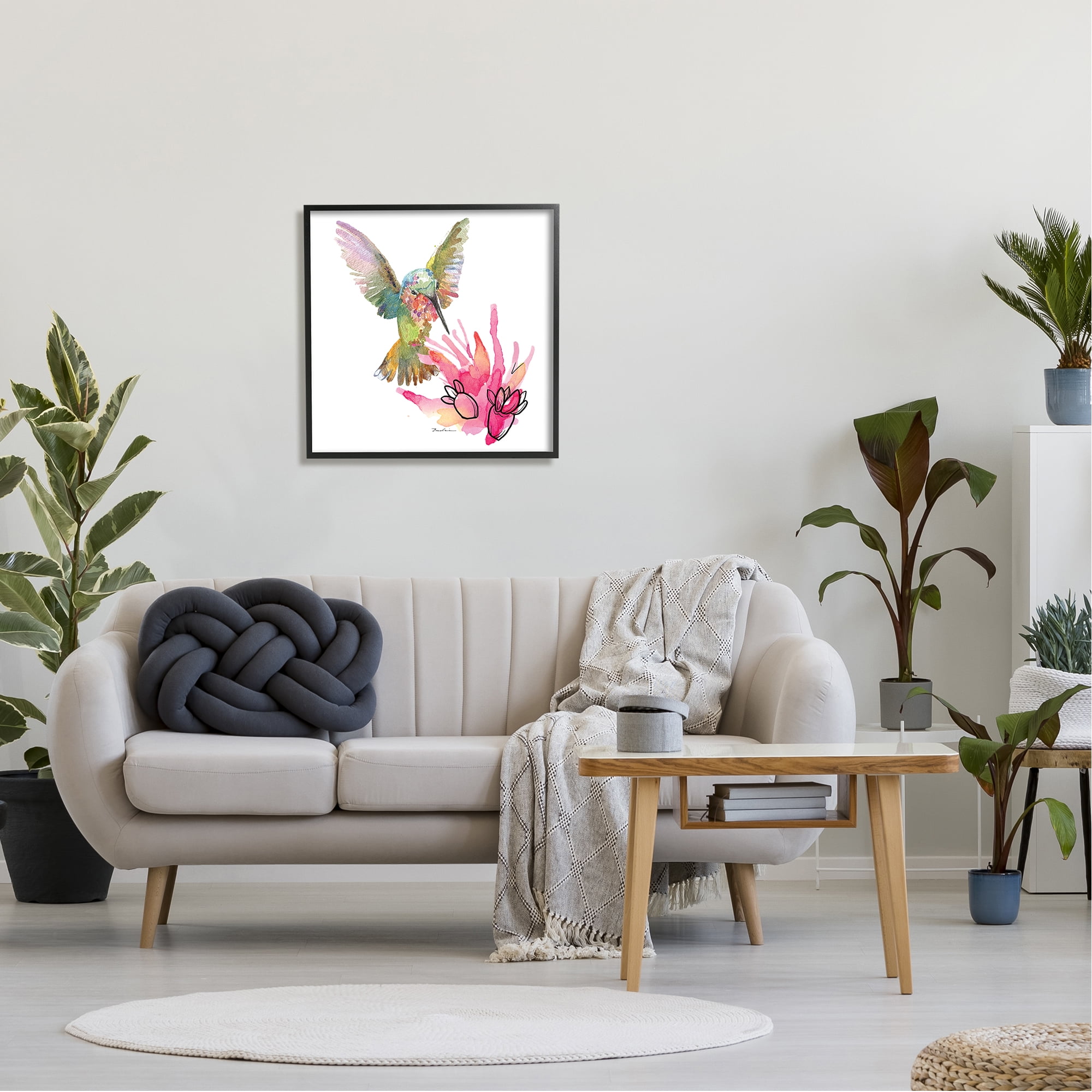 Stupell Industries Desert Hummingbird Watercolor Animals & Insects Painting Black Framed Art Print Wall Art, 24 x 24