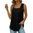 thumbnail image 1 of Playeras,Blusas y Tops,Ropa para Mujer Gráfico camisetas sin mangas para las mujeres Tops de verano para mujer Cuello cuadrado Suelto Casual Manga corta (Black, XXXXL), 1 of 7