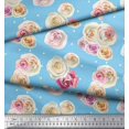 thumbnail image 3 of Soimoi Blue Rayon Fabric Dot & Ranunculus Floral Print Sewing Fabric Yard 56 Inch Wide, 3 of 3