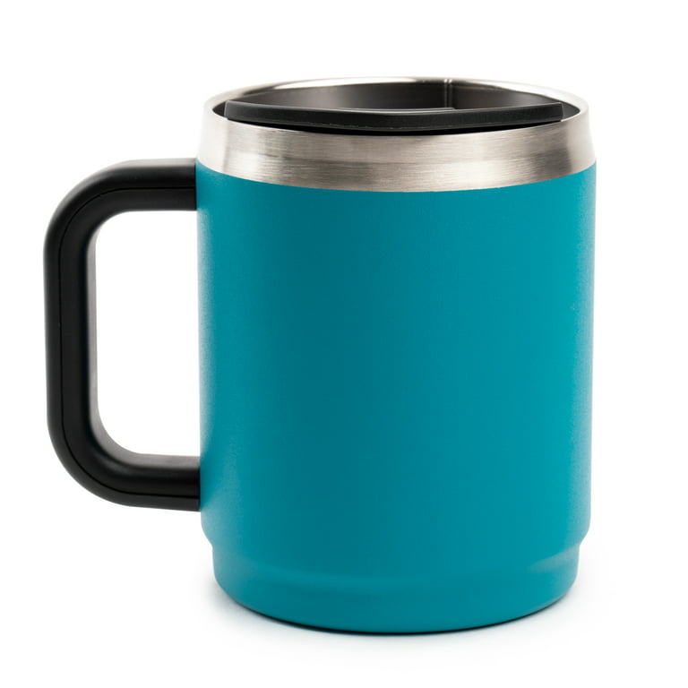 Customizable 14 oz Blue Stainless Steel Travel Mug with Handle | 5x 7, PlaqueMaker