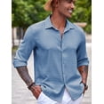 thumbnail image 2 of COOFANDY Men' Button Up Long Sleeve No Tuck Shirt Wrinkle Free Textured Casual Camp Shirt, 2 of 4