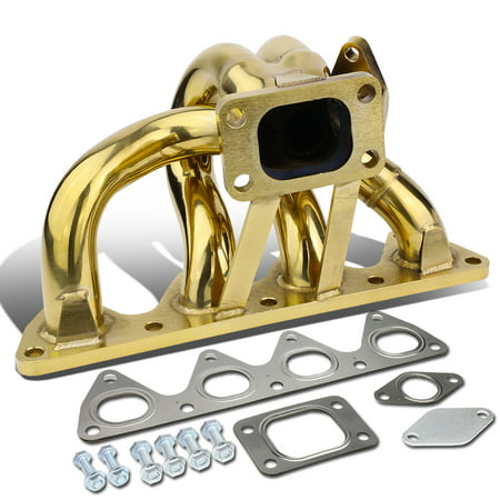 For 1993 to 2001 Honda Prelude Anodized Stainless Steel 42mm T3 Bottom Mount Exhaust Turbo Manifold H22 Engines BB5