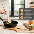 thumbnail image 5 of Long Handle Wooden Spoons Set, 12 Inch Cooking Mixing Spoons 3PCS, Natural Wood Utensils for Baking Stirring Meals, Kitchen Essentials, Beige, 5 of 6