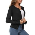 thumbnail image 2 of 1pcs round neck long sleeve soft knitted cardigan--Black, 2 of 5