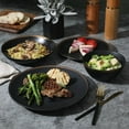 thumbnail image 2 of Gibson Elite Kings Road Double Plates and Bowl Organic Round Porcelain Dinnerware Set - Matte Black w/ Gold Rim, 2 of 6
