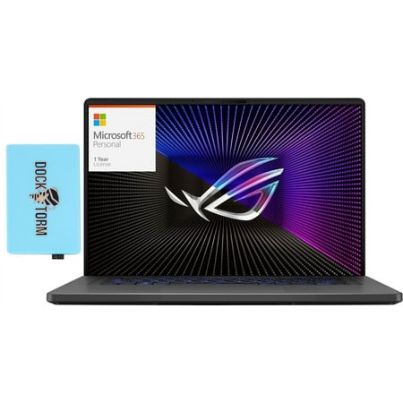 ASUS ROG Zephyrus G16 Gaming/Entertainment Laptop (Intel i7-13620H 10-Core, 16.0in 165 Hz Full HD (1920x1080), GeForce RTX 4070, 16GB RAM, Win 11 Home) with Microsoft 365 Personal , Dockztorm Hub