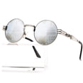 thumbnail image 1 of Gafas de Sol Redondas Steampunk AIEYEZO Plata/ Lentes de Espejo Plateados, 1 of 6