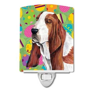 Carolines Treasures SC9452CNL Basset Hound Easter Eggtravaganza Ceramic Night Light 6x4x3" multicolor