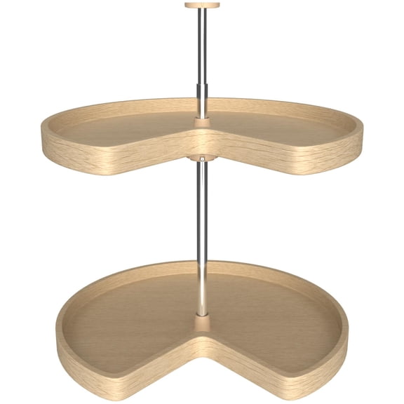 Lazy Daisy Banded Wood Kidney Shaped 2 Shelf Lazy Susan with Hardware