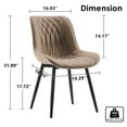 thumbnail image 3 of YOUNIKE Dining Chairs Set of 2, Upholstered Dining Room Chairs with Metal Legs, Faux Leather Kitchen Chairs, Armless Side Chairs, Large Padded, Metal Legs, Khaki, 3 of 14