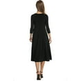 thumbnail image 2 of Women's 3/4 Sleeve A-line and Flare Midi Long Dress, 2 of 2