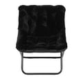 thumbnail image 5 of Emma + Oliver Oversized Faux Fur Folding Saucer Chair for Dorm, Bedroom, Black Faux Fur/Black Frame, 5 of 13