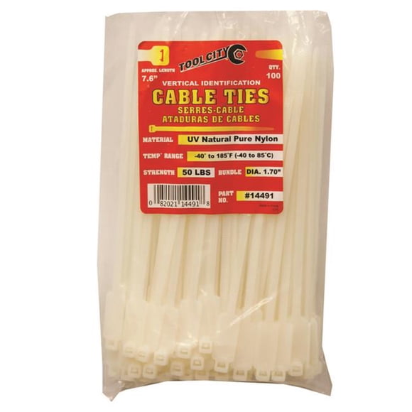 Tool City 3767480 7.6 in. White Cable Tie