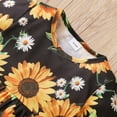 thumbnail image 5 of 3T Toddler Baby Girls Outfits Sunflower Print Short Sleeve Round Neck Top+Ripped jeans Pants 2PCS Clothes Set 3-4T,Black, 5 of 7