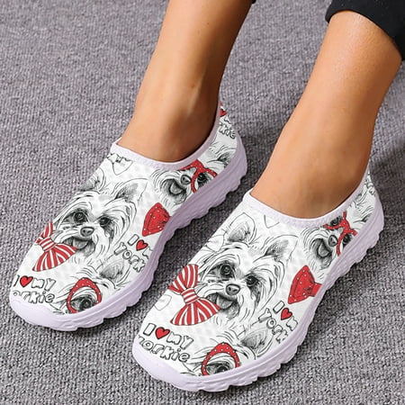 Cute Yorkshire Terrier Slip-ons For Women Comfortable Breathable Pet Dog Designer Gift Shoes Summer Loafers Zapatos