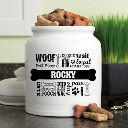 Personalized Dog Words Treat Jar Available In Multiple Colors