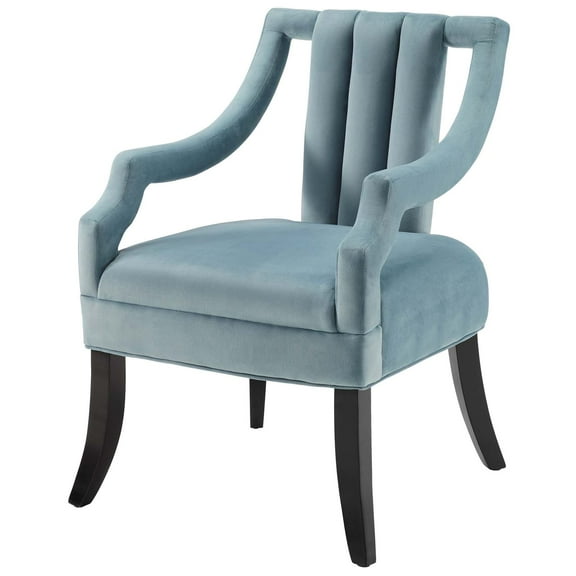 Contemporary Modern Urban Designer Living Room Lounge Club Lobby Accent Side Chair, Velvet Fabric Wood, Light Blue