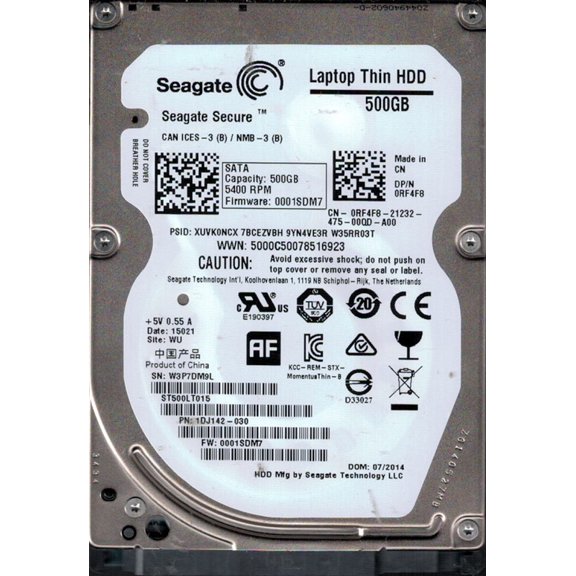 Seagate ST500LT015 P/N: 1DJ142-030 F/W: 0001SDM7 500GB WU W3P